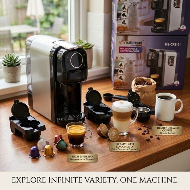 Cafetière 4 en 1 Multi-Capsules 20 Bar 1400W